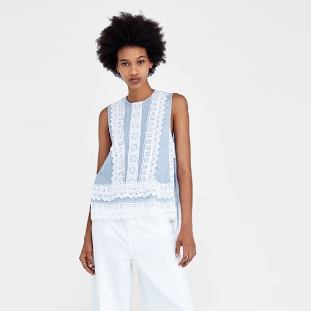 Zara Combined top with contrasting lace